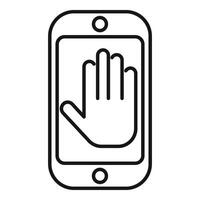 Phone palm scan icon outline vector. Rec tone data vector