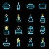 Diffuser freshener icons set vector neon