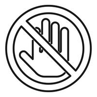 Avoid contact sign icon outline vector. Handle touch vector