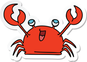 sticker of a quirky hand drawn cartoon happy crab png