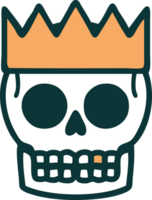 imagen icónica de estilo tatuaje de una calavera y una corona png