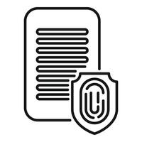 Document fingerprint access icon outline vector. Individual registration vector