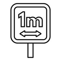 One meter distance icon outline vector. Avoid contact vector