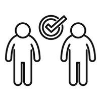 Approved social distance icon outline vector. Shake risk crowd vector