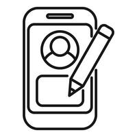 Handwriting phone identity icon outline vector. Human security vector