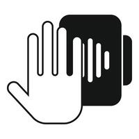 Signature palm scanning icon simple vector. Identity voice vector