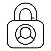 Lock data person icon outline vector. Scan signature vector