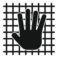 Net palm scanning icon simple vector. Online database code vector