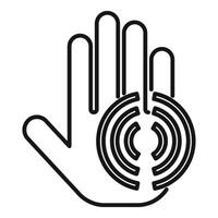 Circle palm scanning icon outline vector. Print data id vector