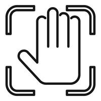 Palm verification icon outline vector. Bio smart scan vector