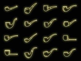 Smoking pipe icons set vector neon