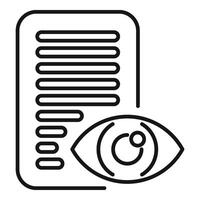 Eye check document icon outline vector. Scan signature vector