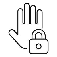 Locked palm scanning icon outline vector. Security automatic vector