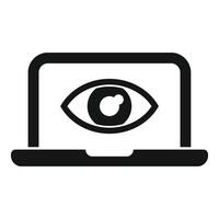 Secured guard eye laptop icon simple vector. Stop theft vector