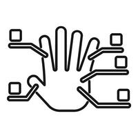 Signature palm scanning icon outline vector. Board code vector