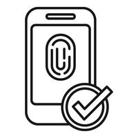 Phone access fingerprint icon outline vector. Scan human privacy vector