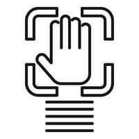 Palm scan privacy icon outline vector. Bio scan vector