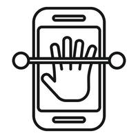 Phone scan palming icon outline vector. Bio smart software vector