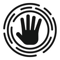 Circle palm scanning icon simple vector. Id security vector