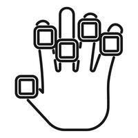 Finger palm scanning icon outline vector. Verification code vector