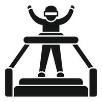 Person play on vr platform icon simple vector. Social simulation vector