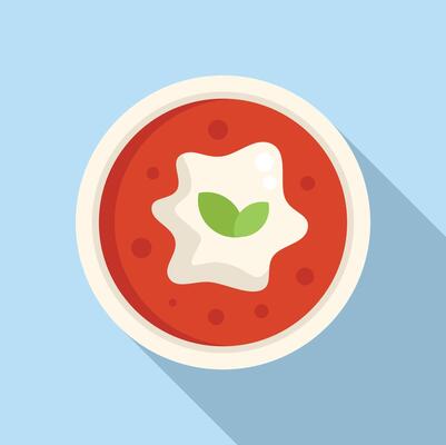 Meal cream soup icon flat vector. Cook lunch