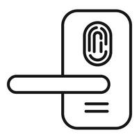 Fingerprint door lock icon outline vector. Access approve vector