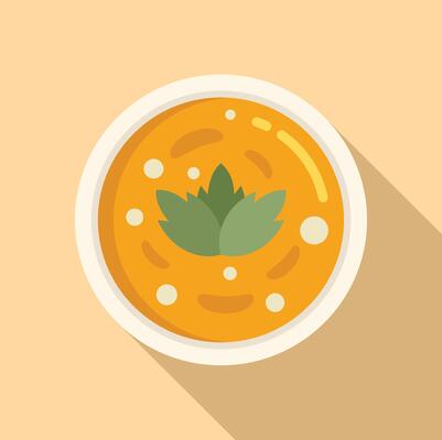 Serving cream soup icon flat vector. Supper lunch