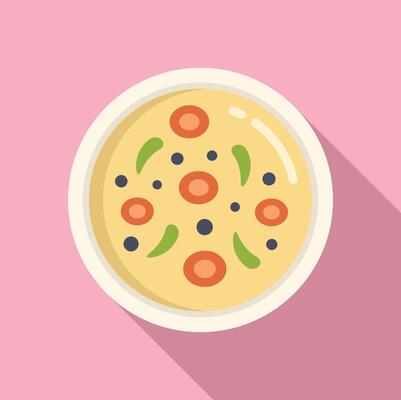 Top view cream soup icon flat vector. Cooking dining