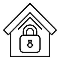 Home lock access icon outline vector. Secure stop theft vector