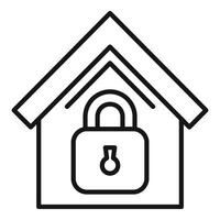 Home lock access icon outline vector. Secure stop theft vector