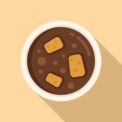Chocolate cream soup icon flat vector. Biscuit food add