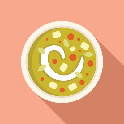 Culinary new cream soup icon flat vector. Cuisine lunch