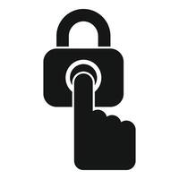 Fingerprint padlock icon simple vector. Secure robbery vector