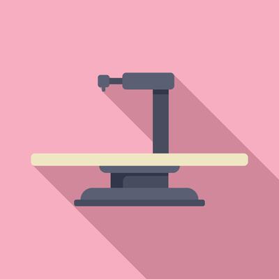 Patient bed examination icon flat vector. Review survey