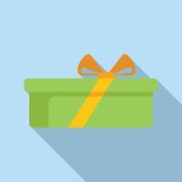 Festivity gift box icon flat vector. Prize gold discount vector