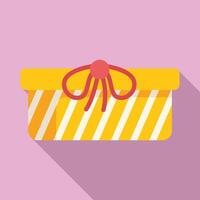 Birthday gift box icon flat vector. Party design box vector