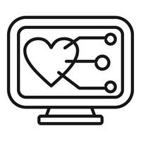 Heart clinic examination icon outline vector. Scan monitor resonance vector