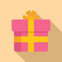Parcel gift box icon flat vector. Festive item vector