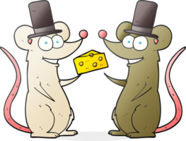 hand drawn cartoon mice with cheese png