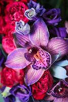 Vibrant Bouquet of Purple and Red Flowers photo