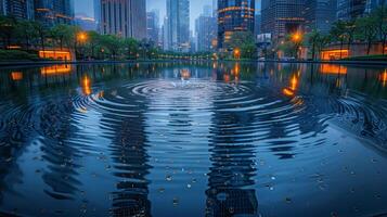 AI generated Urban Puddle Reflecting Skyscrapers photo