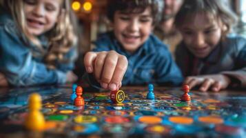 AI generated Children Playing Board Game photo