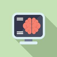 Brain image monitor icon flat vector. Scan mri lab vector