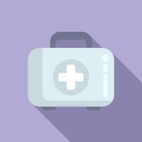 First aid kit icon flat vector. Machine wellness patient vector