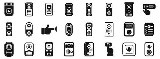 Door bell icons set simple vector. Home button security vector