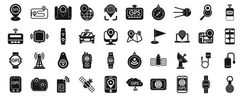 GPS tracker icons set simple vector. Car geolocation app vector