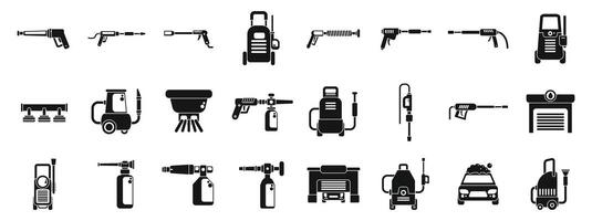 High pressure washer icons set simple vector. Car wash foam vector