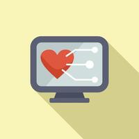 Heart clinic examination icon flat vector. Scan monitor resonance vector