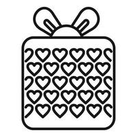 Heart valentine birthday icon outline vector. Ribbon gift box vector